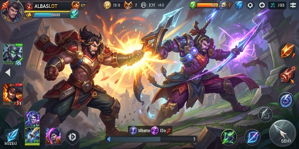 Screenshot menampilkan aksi seru gameplay MOBA ALBASLOT