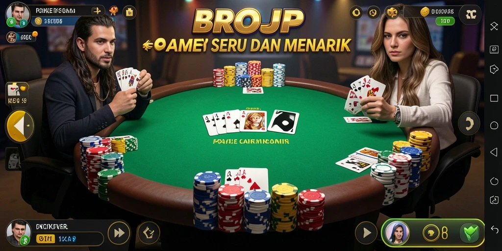 Tampilan gameplay poker yang mendebarkan dalam BROJP.