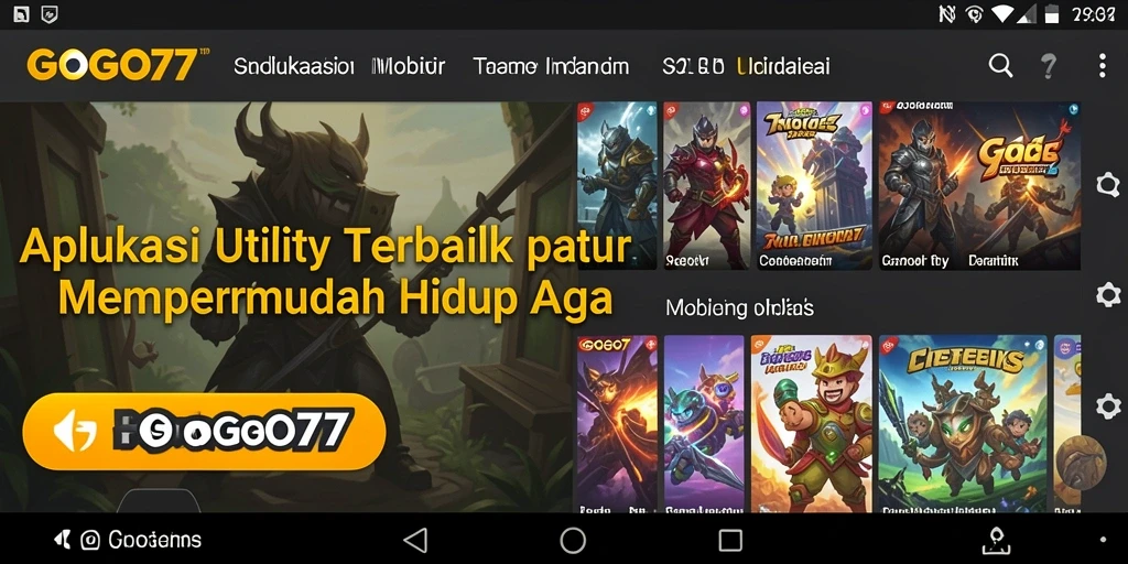 Screenshot utama GOGO77 yang menunjukkan tampilan antarmuka aplikasi Utility.