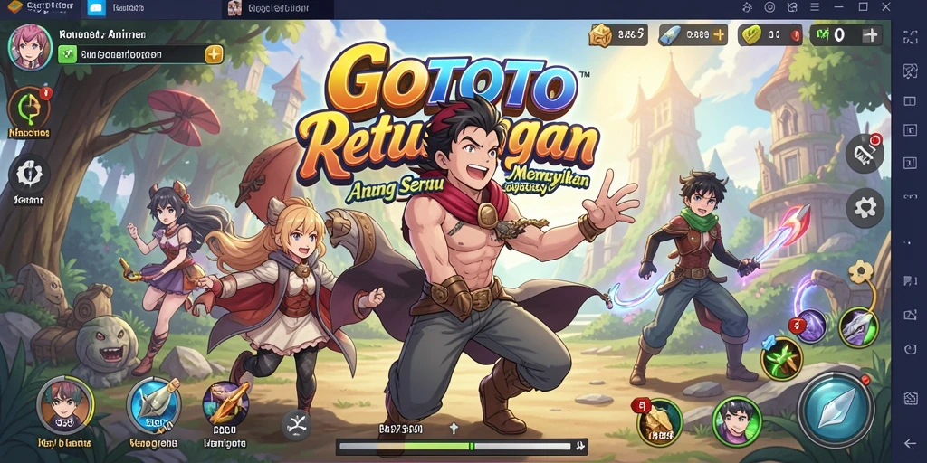 Tampilan dinamis dari <strong>GOTOTO</strong> yang menampilkan pertarungan karakter Anime.