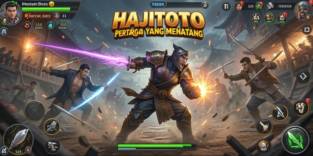 Tampilan pertarungan mendebarkan dalam game HAJITOTO.
