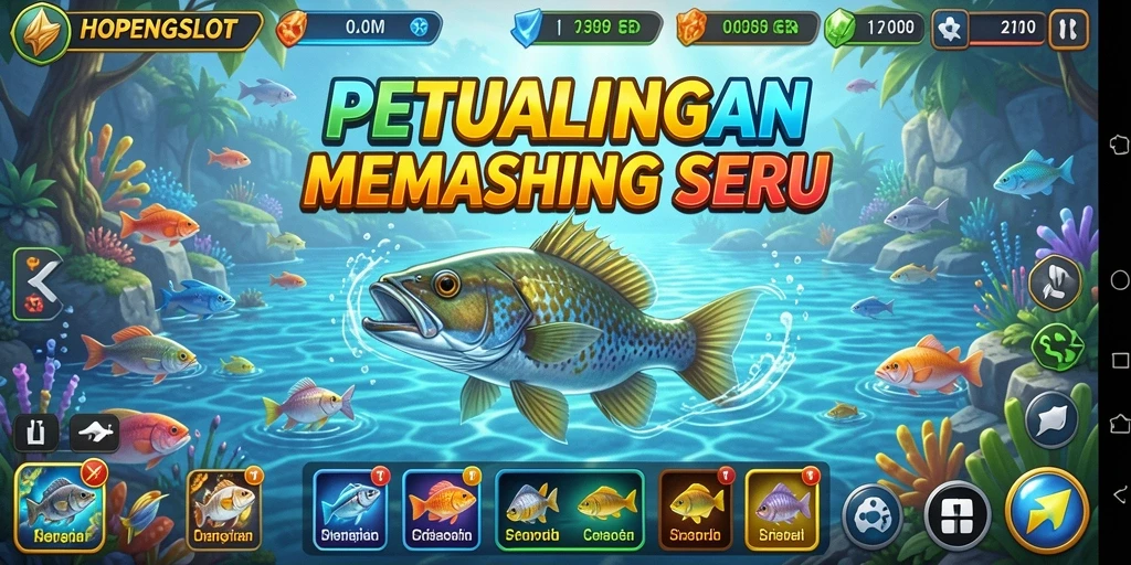 Tampilan gameplay HOPENGSLOT yang penuh aksi memancing.