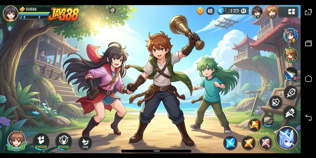 Tampilan gameplay seru dan karakter anime yang menarik.