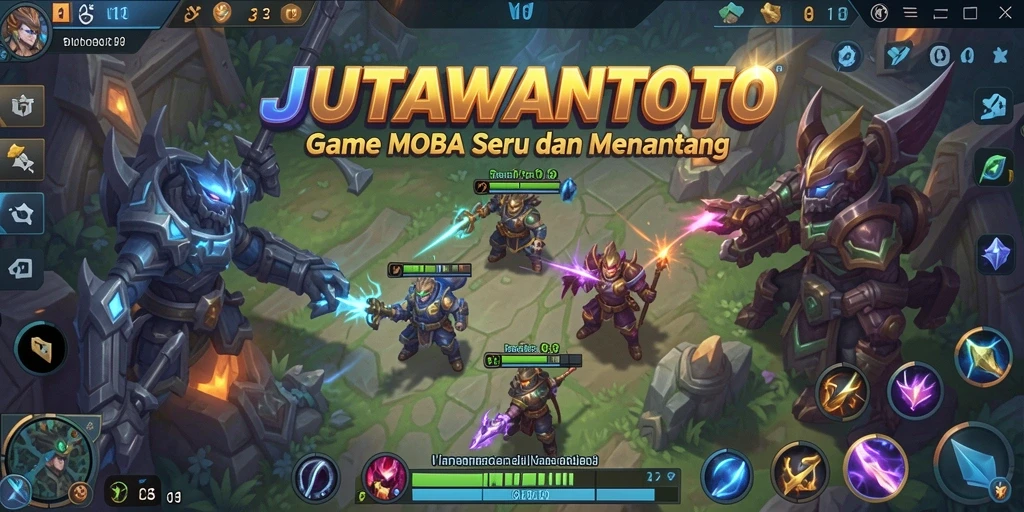 Tampilan gameplay MOBA yang intens dan seru dari JUTAWANTOTO.