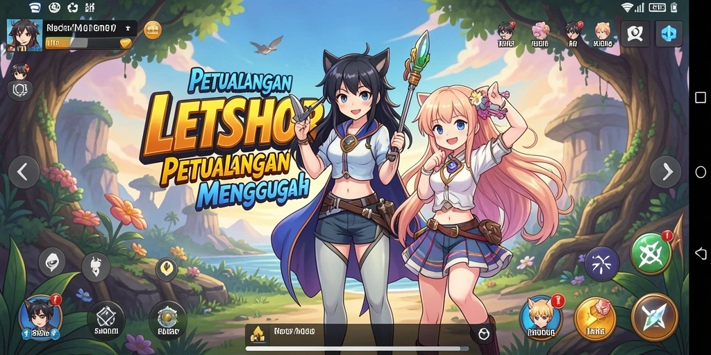 Tangkapan layar permainan LETSTHOR yang menampilkan pertarungan karakter Anime.