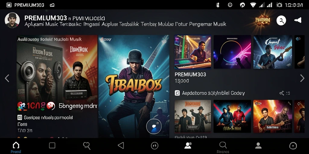 Tampilan screenshot utama PREMIUM303 yang menampilkan koleksi lagu dan playlist.
