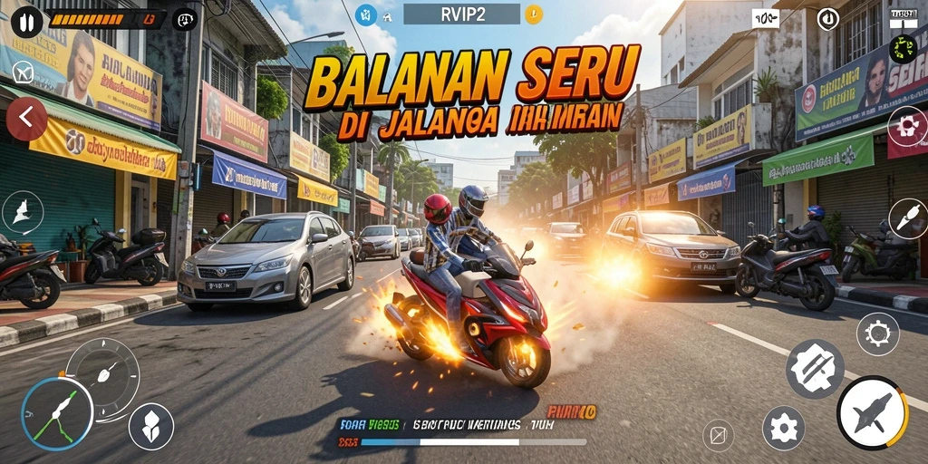 Screenshot gameplay balap yang menegangkan di RVIP2.